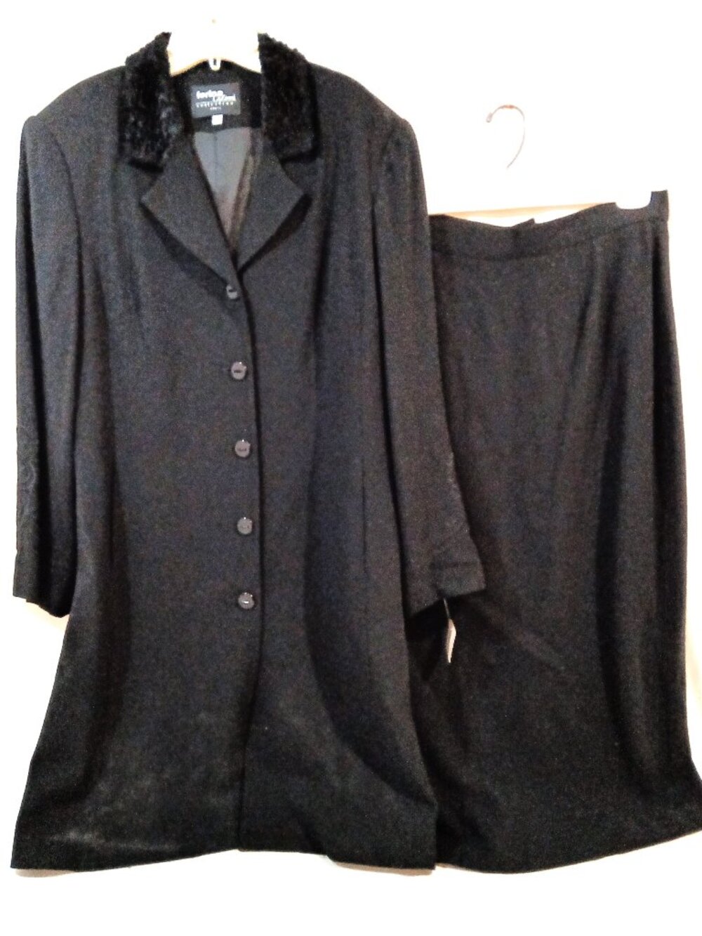 Lorina LaZinni Skirt Suit Size 14 (L) Vintage Women 2 Piece Outfit NWT Black